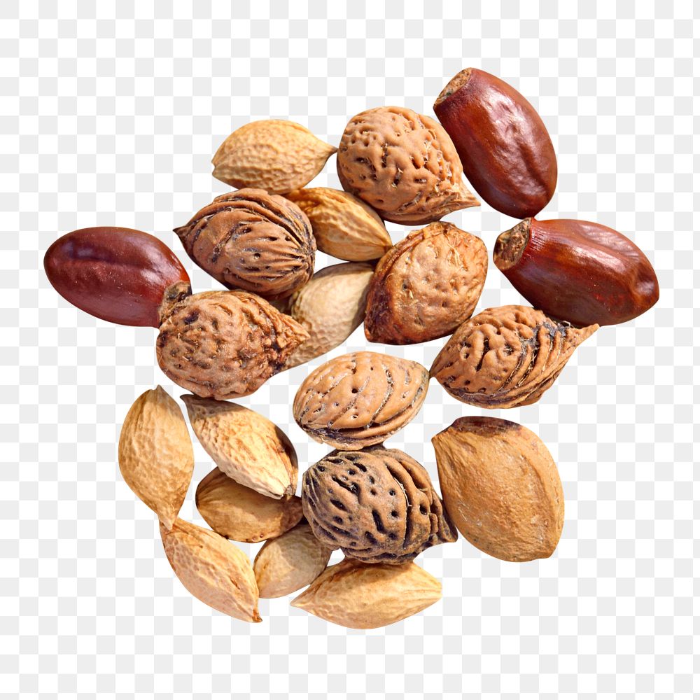 Mixed nuts png collage element on transparent background