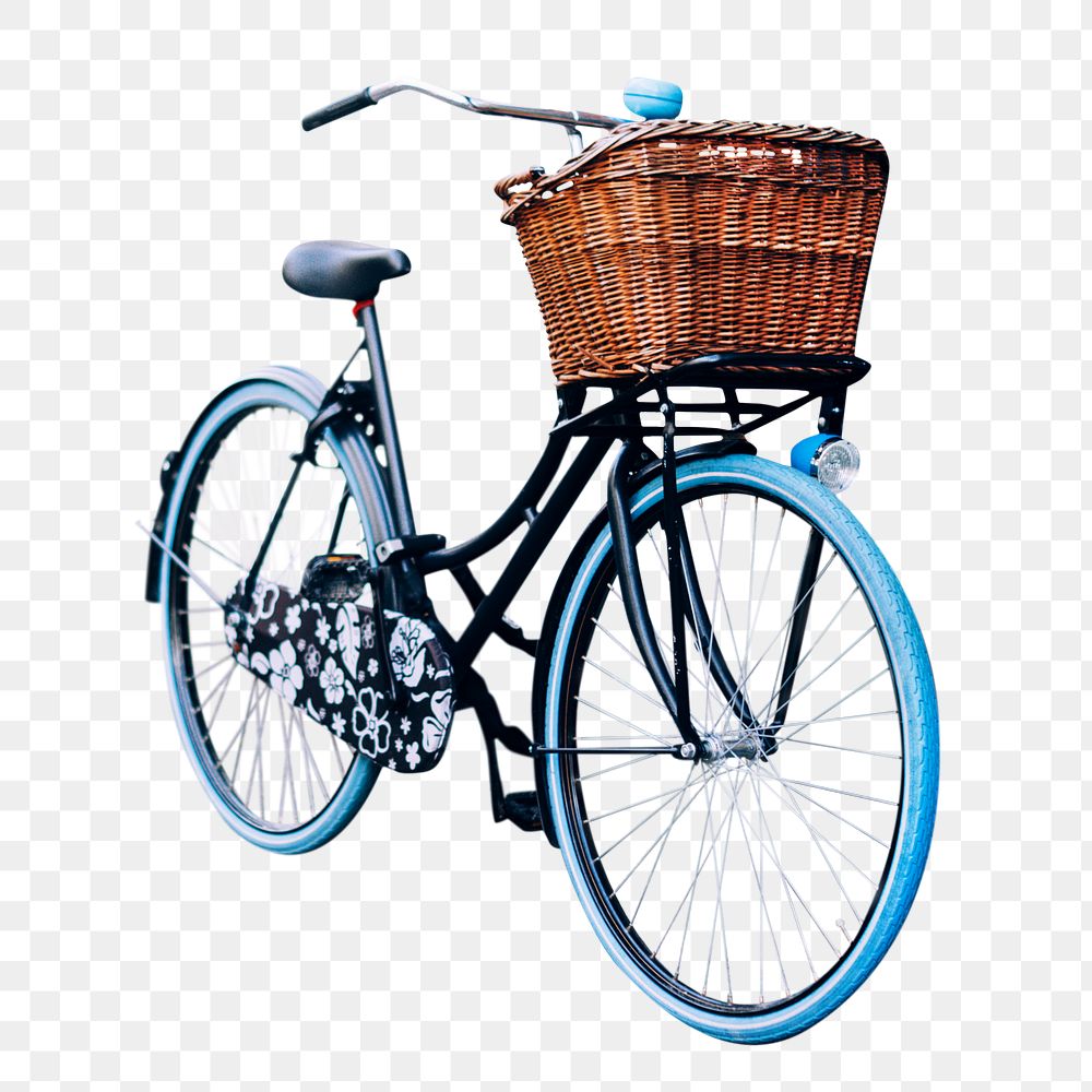 Png blue bicycle, isolated object, transparent background