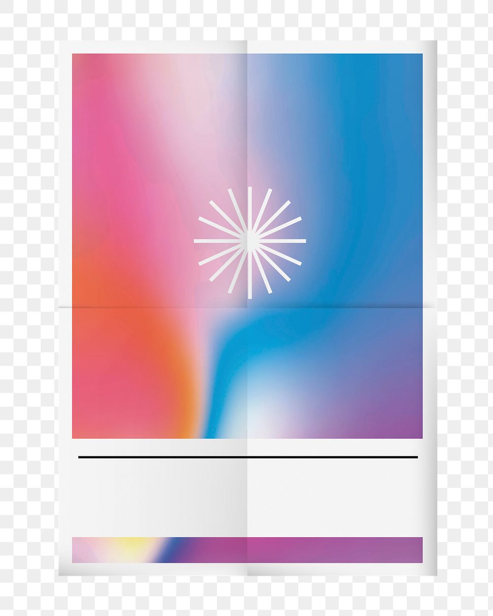 Abstract gradient poster png fold paper texture, transparent background