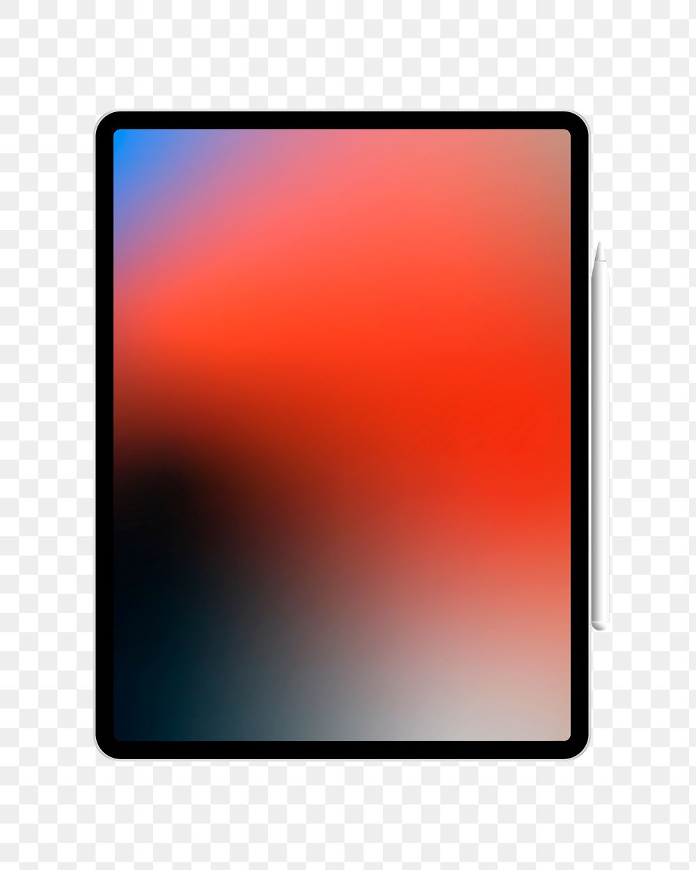 Tablet png gradient screen, transparent background