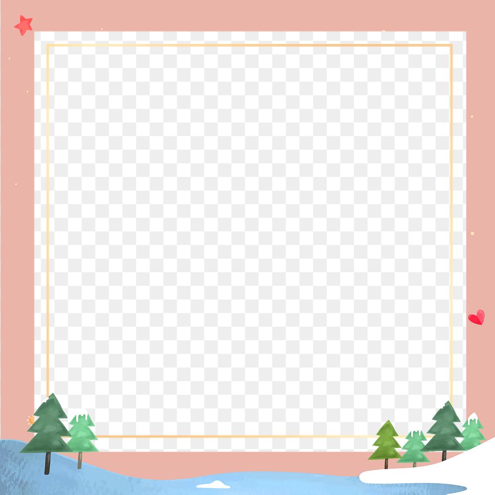Png cute winter design border frame, transparent background