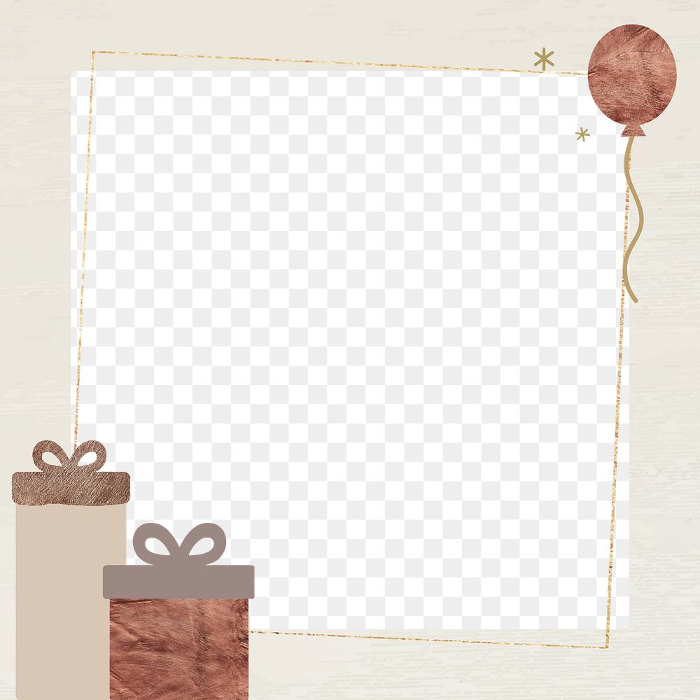 Png festive gift box border frame, transparent background