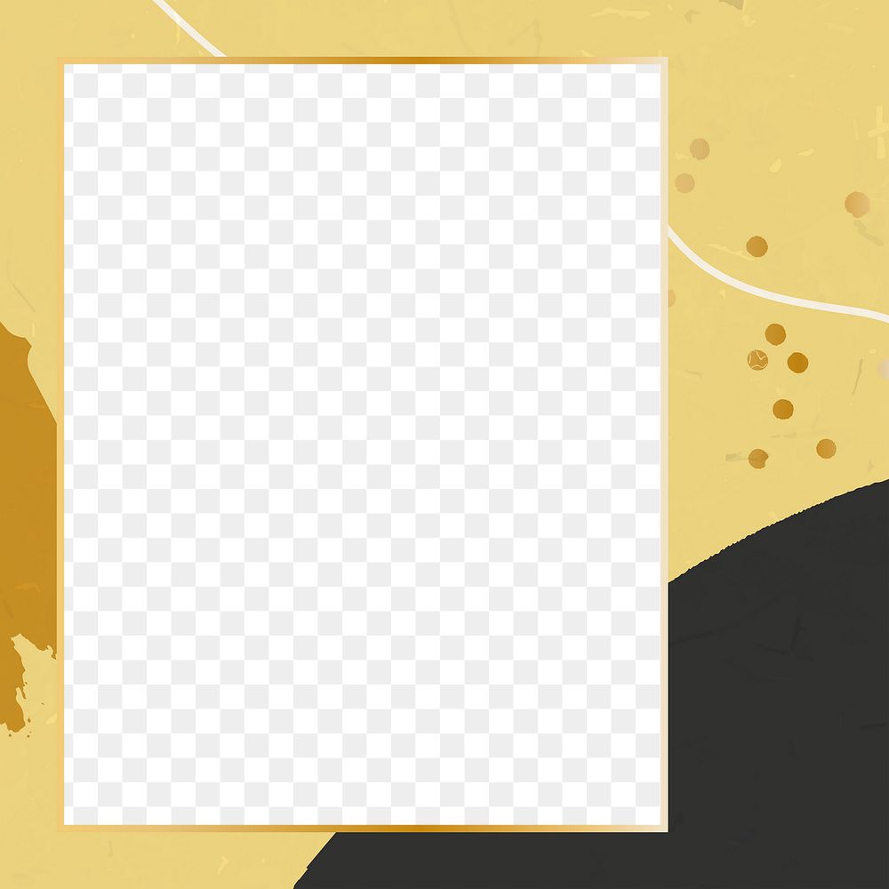 Png aesthetic yellow border frame, transparent background