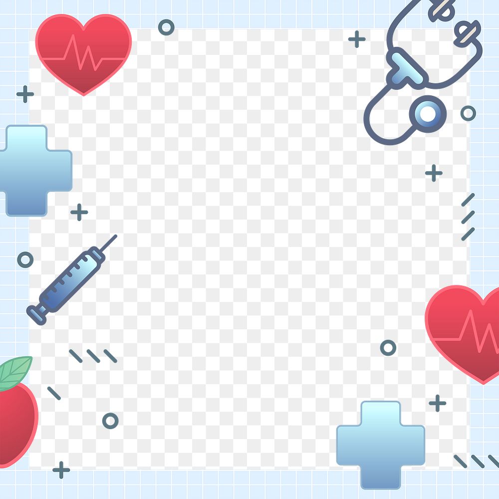 Png medical design border frame, transparent background