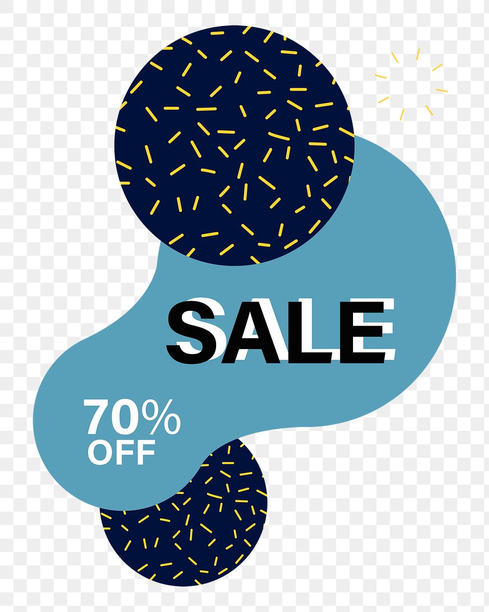 Png 70% off SALE badge element, transparent background