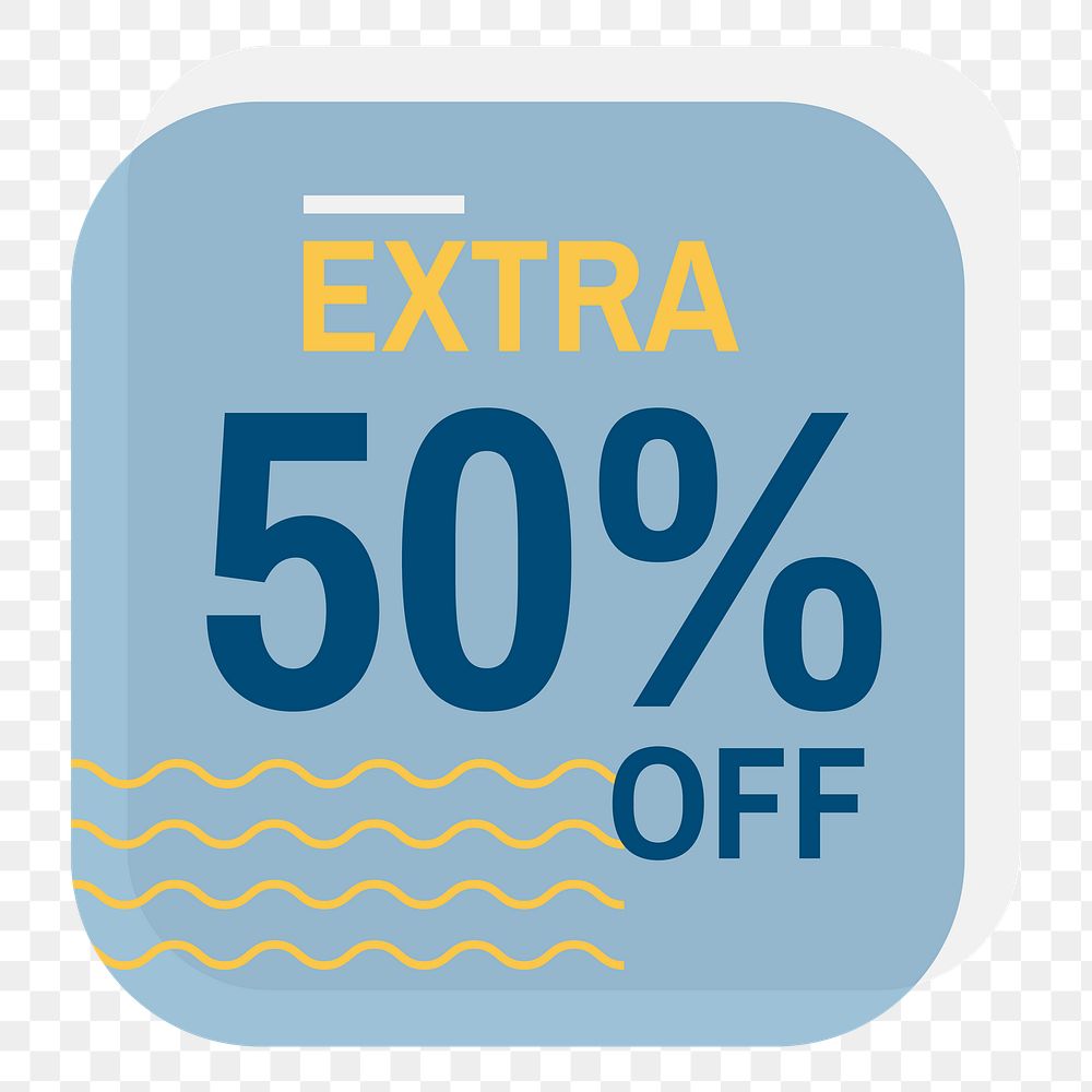 Png Extra 50% off sale badge element, transparent background