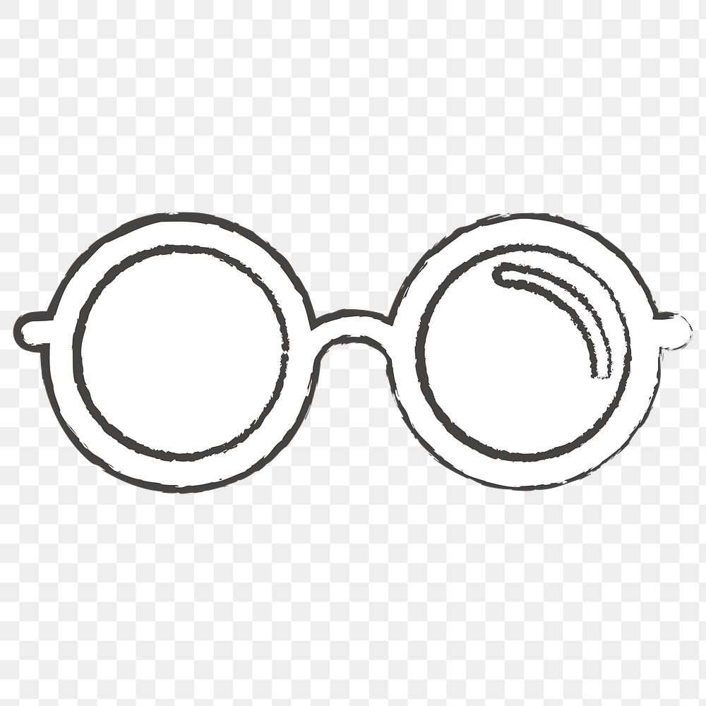 Eyeglasses icon png, line art illustration on  transparent background 