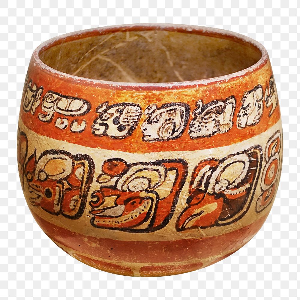 Png Mayan bowl, isolated object, transparent background
