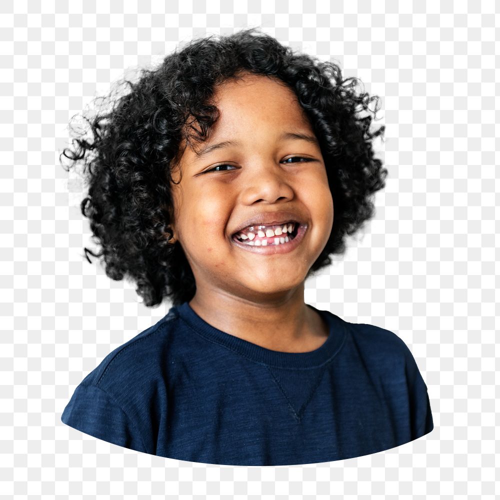 Cheerful black boy png, transparent background