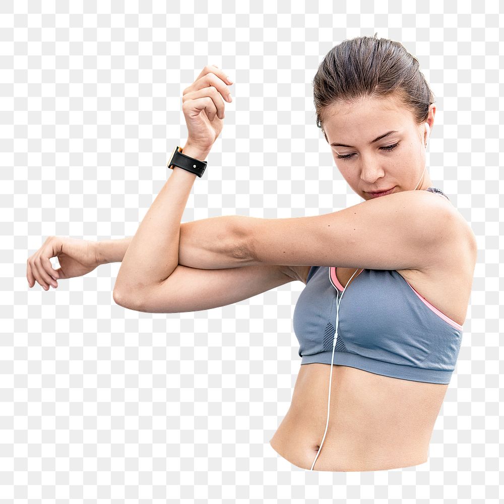 Fit woman stretching  png, transparent background