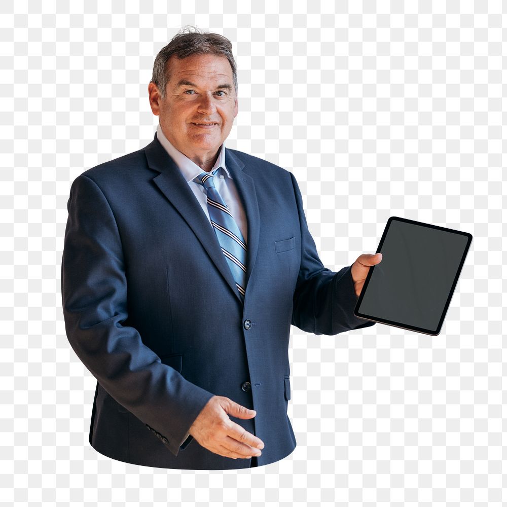 Senior businessman png element, transparent background