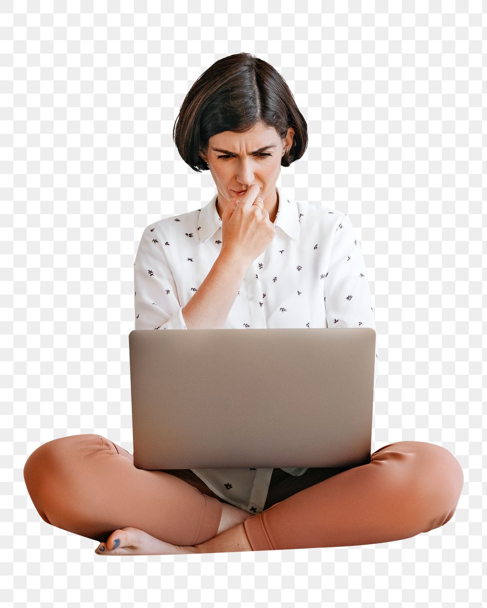 Remote hard-working woman  png, transparent background