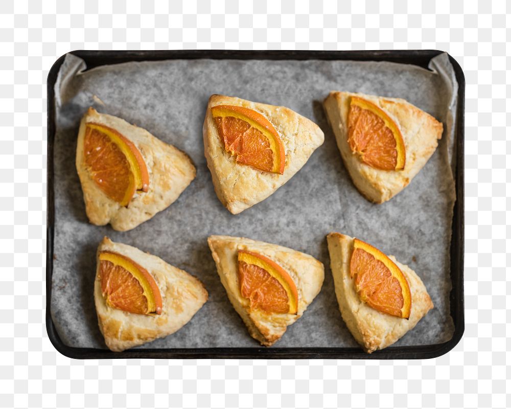 Homemade orange scone png, food element, transparent background