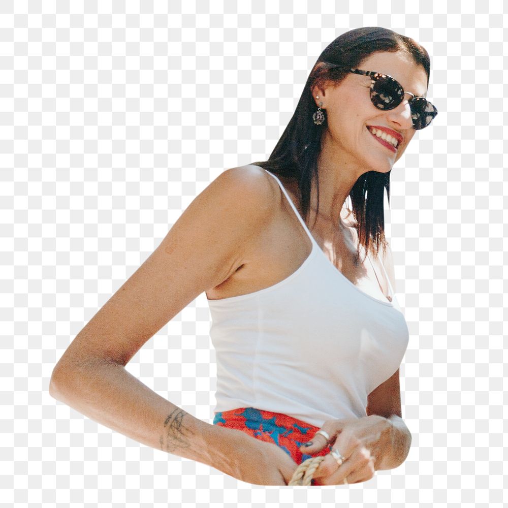 Smiling brunette woman png, transparent background