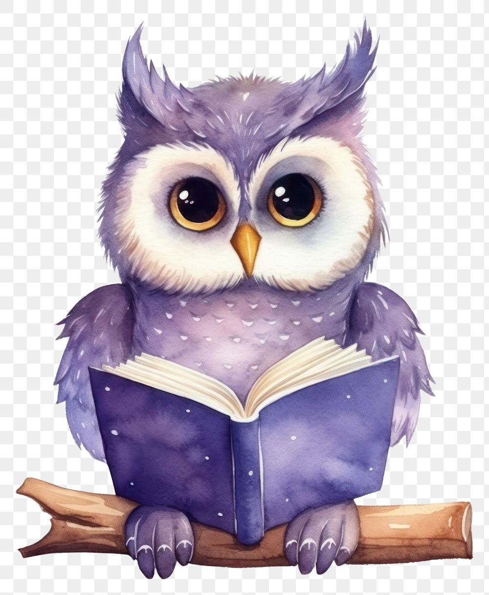 PNG Owl reading a book publication cartoon animal. AI generated Image by rawpixel.