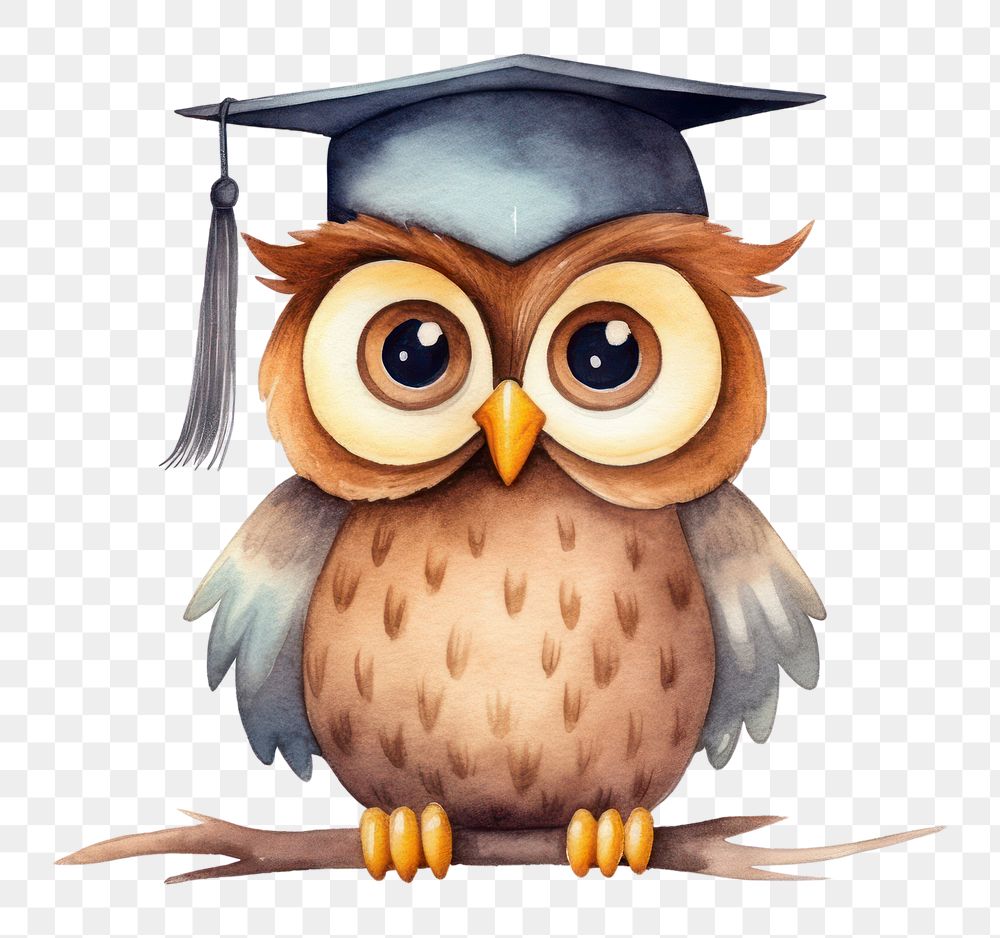 PNG Owl student graduation cartoon bird. AI generated Image by rawpixel.