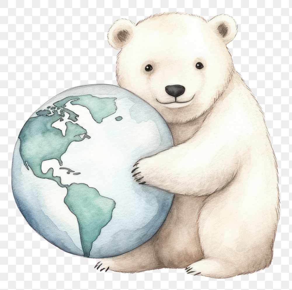 PNG Bear cartoon mammal globe. AI generated Image by rawpixel.