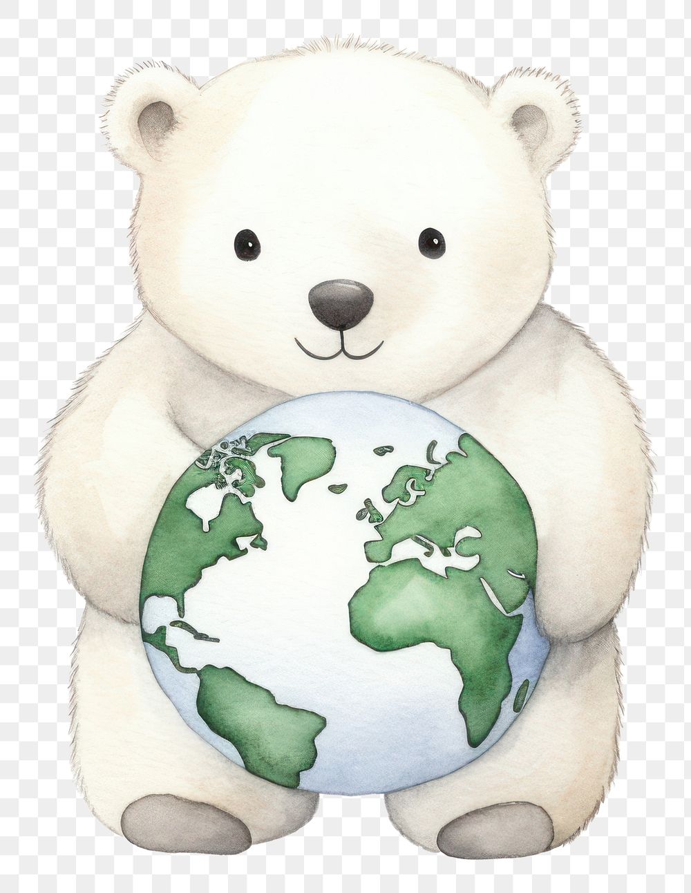 PNG Bear cartoon globe space. AI generated Image by rawpixel.