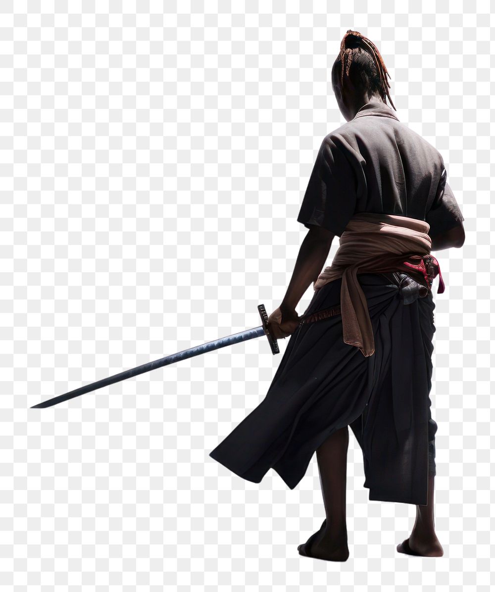 PNG African samurai adult sword white background. AI generated Image by rawpixel.