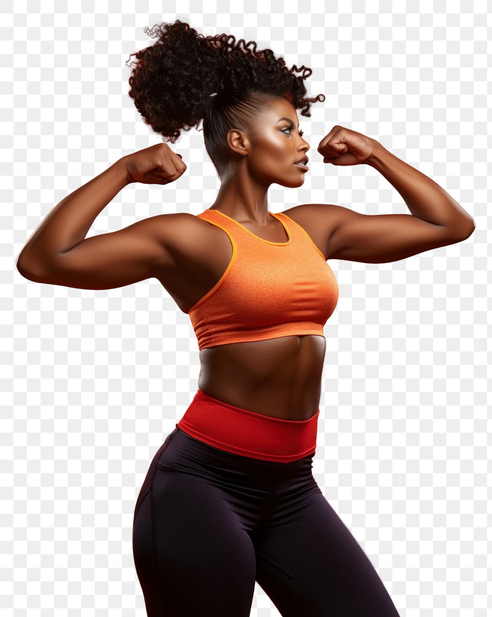 PNG  Sporty mixed-race african woman Doing Fitness portrait dancing sports