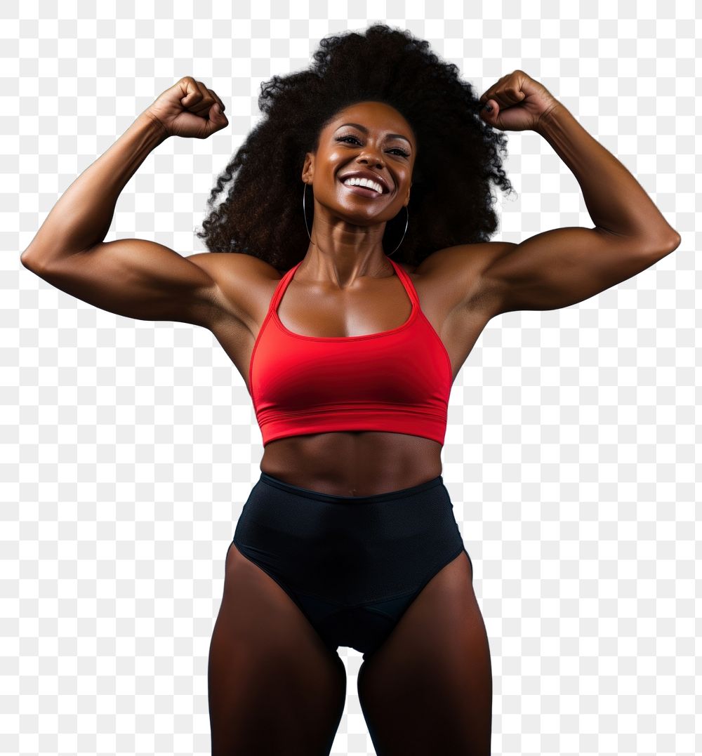 PNG Sporty mixed-race african woman Doing Fitness portrait sports adult. AI generated Image by rawpixel.