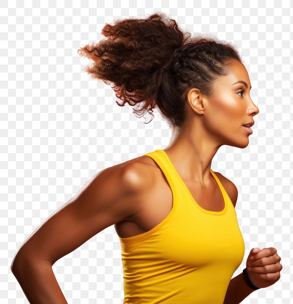 PNG  Sporty half-african woman runner sports adult determination. AI generated Image by rawpixel.