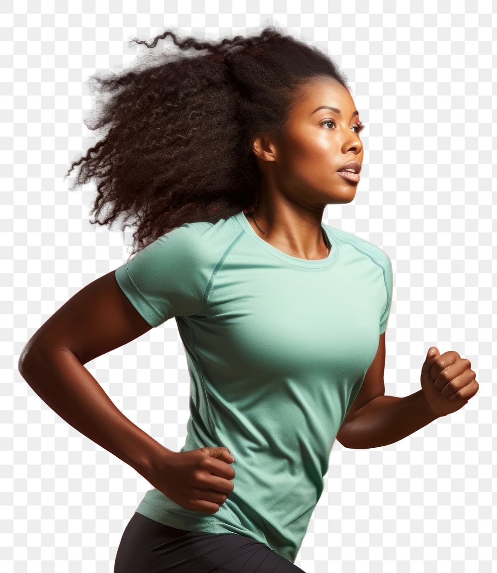 PNG  Half-african woman runner running jogging sports. AI generated Image by rawpixel.