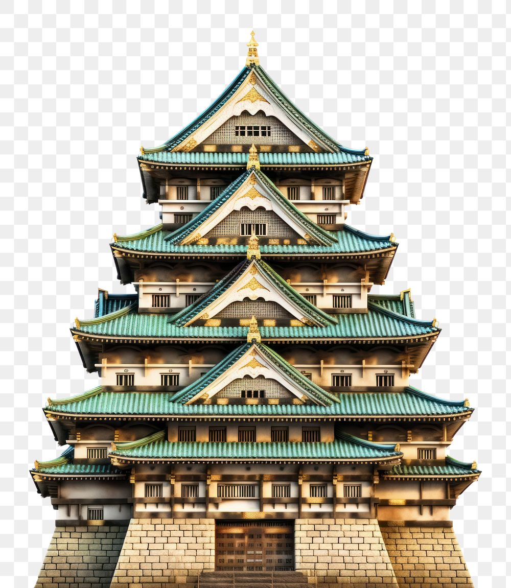 PNG Osaka castle architecture building pagoda. AI generated Image by rawpixel.