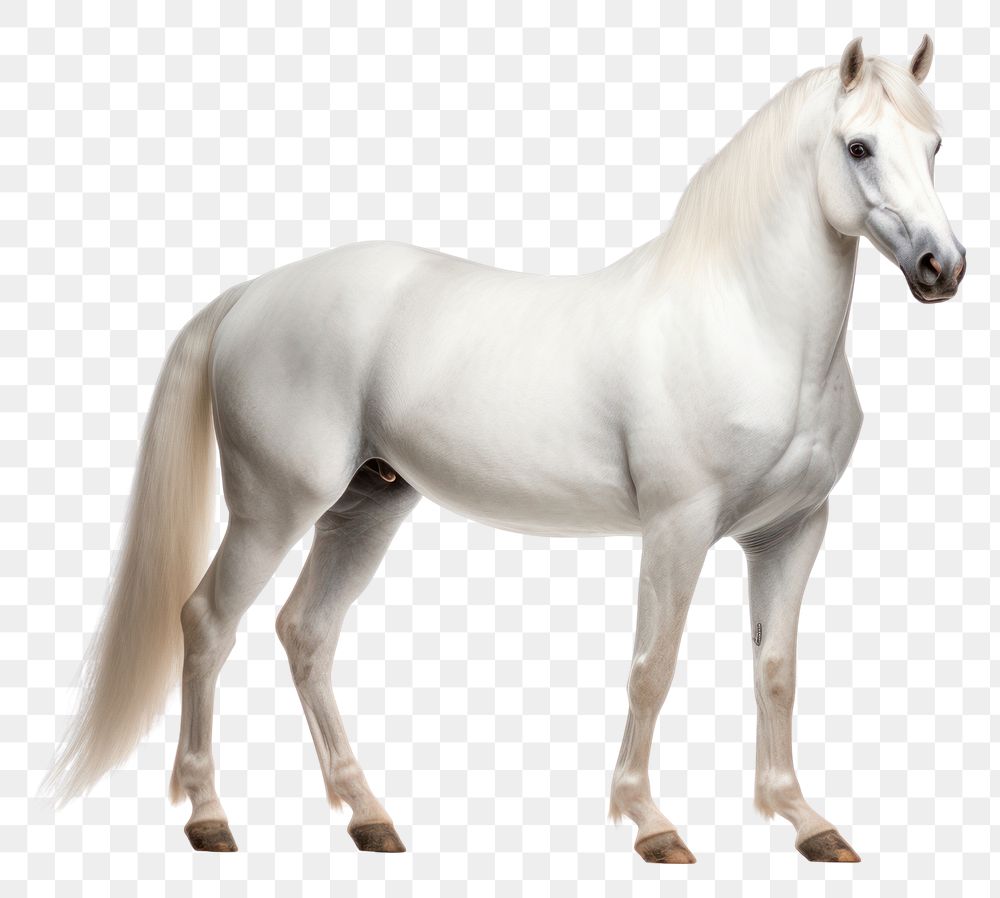 PNG White hourse stallion standing animal. AI generated Image by rawpixel.