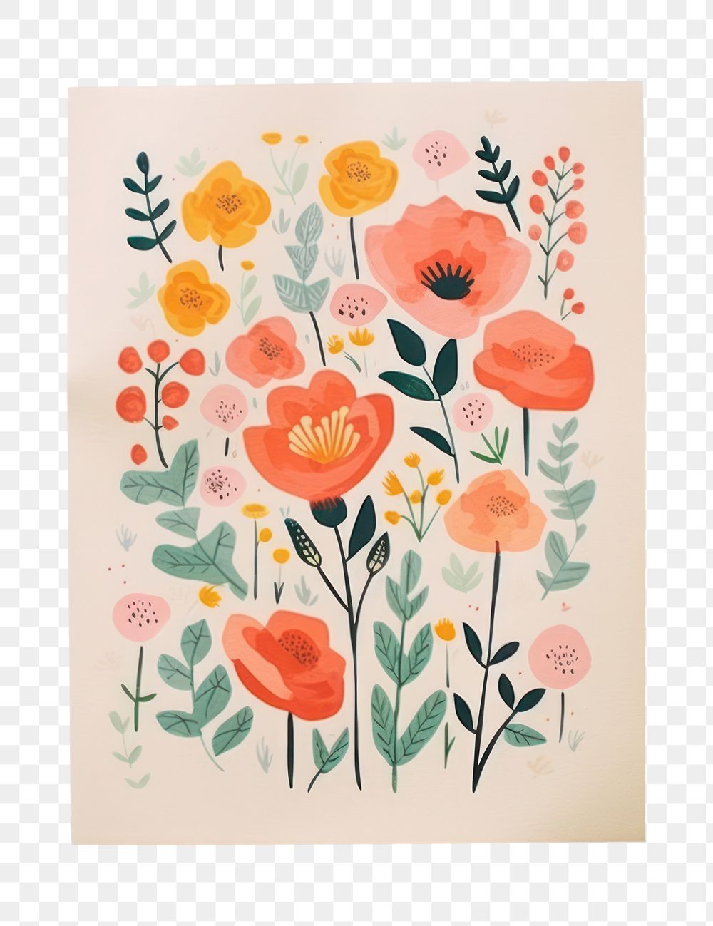 PNG Spring flower frame art painting paper. AI generated Image by rawpixel.