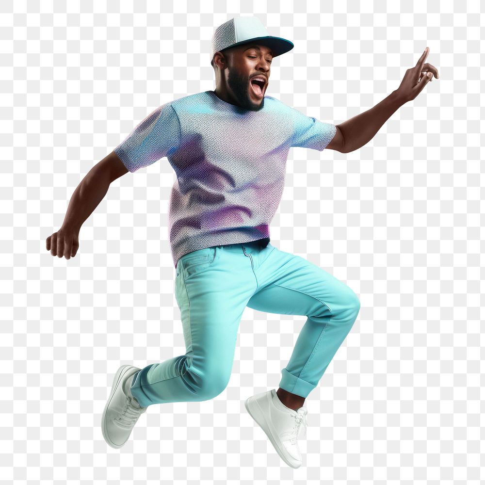 Portrait confetti dancing adult.  PNG with transparent background.