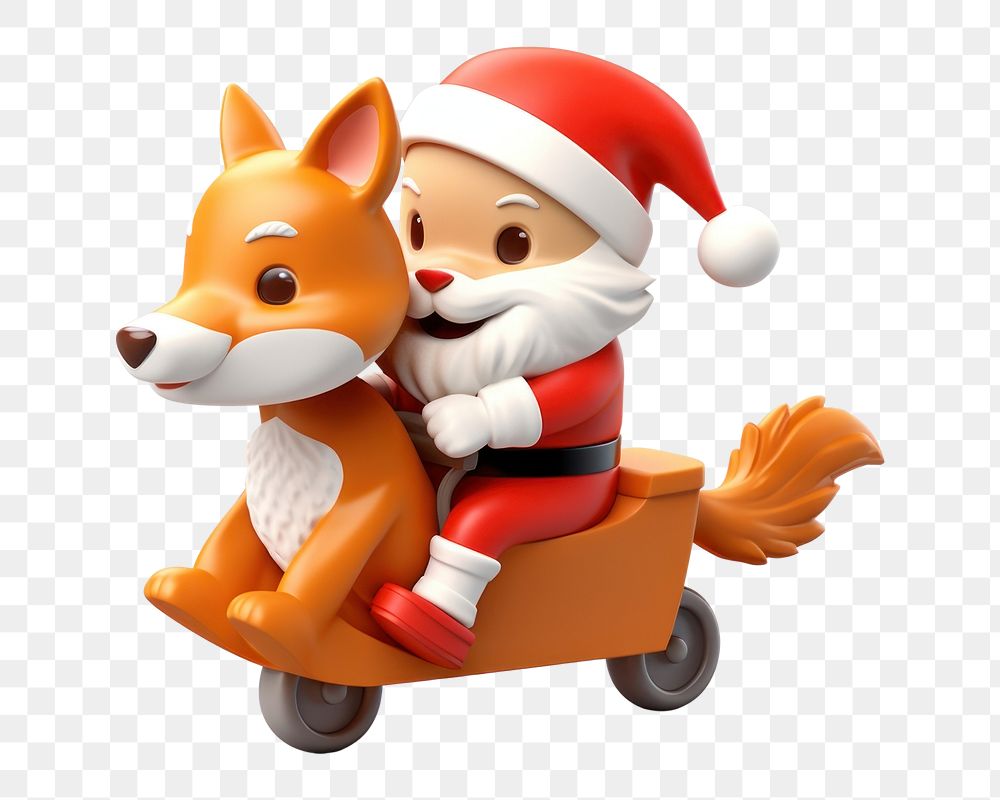 PNG  Fox santa christmas figurine cute. AI generated Image by rawpixel.