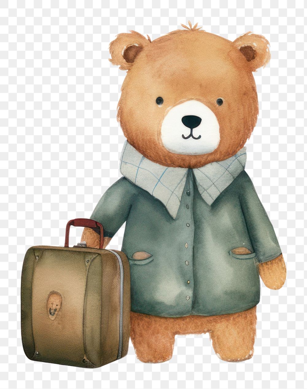 PNG Bear cartoon luggage travel. 