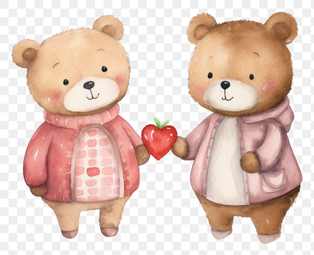 PNG Couple cartoon cute bear. 