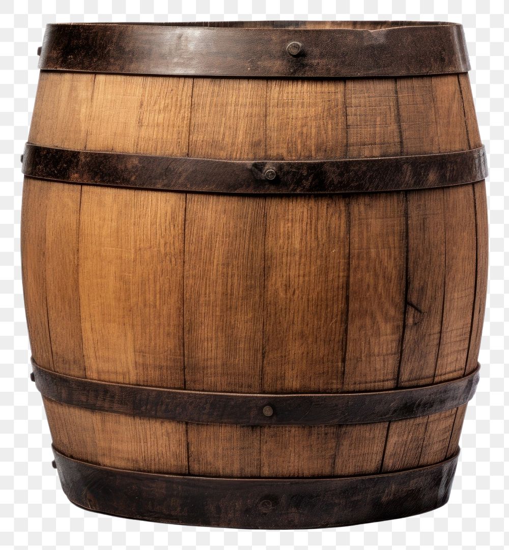 PNG  Old wooden barrel keg white background refreshment. AI generated Image by rawpixel.