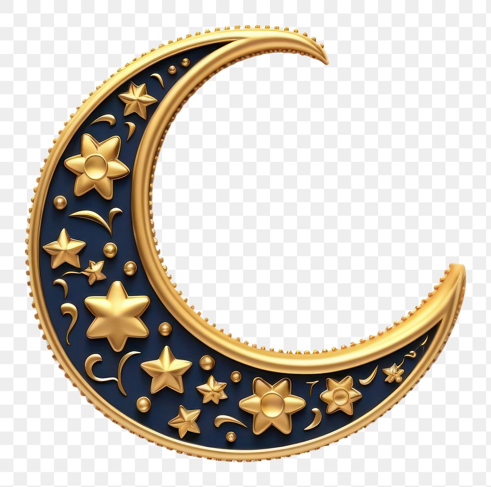 PNG Waning crescent jewelry gold white background. 