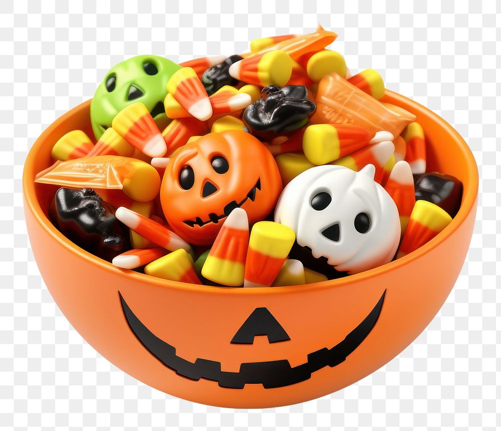 PNG Halloween cand bowl snack food white background. AI generated Image by rawpixel.