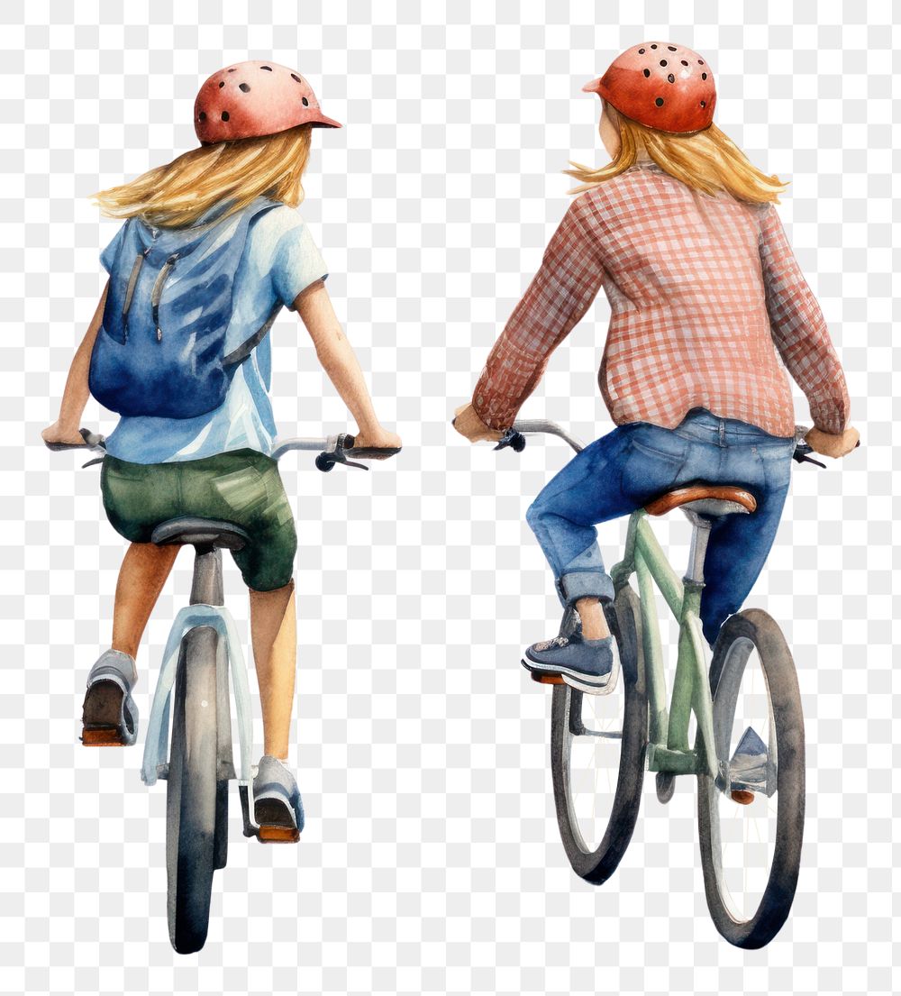 PNG  Two friends riding a bicycle cycling vehicle sports. AI generated Image by rawpixel.