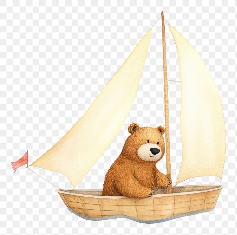 PNG Bear sailing sailboat vehicle toy. 
