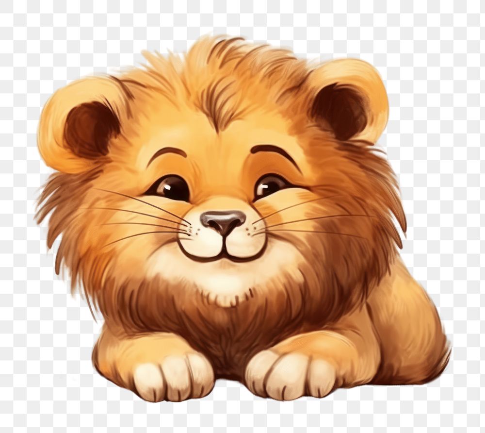 PNG Chubby Cute lion enjoy mammal animal cute. 