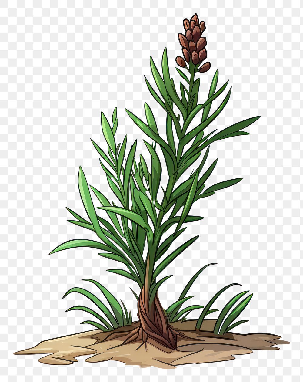 PNG  Wild plant cartoon drawing tree. AI generated Image by rawpixel.