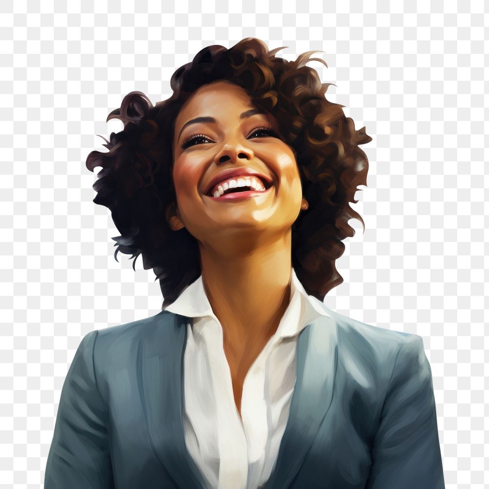 PNG Happy black businesswoman cheerful laughing smile. 