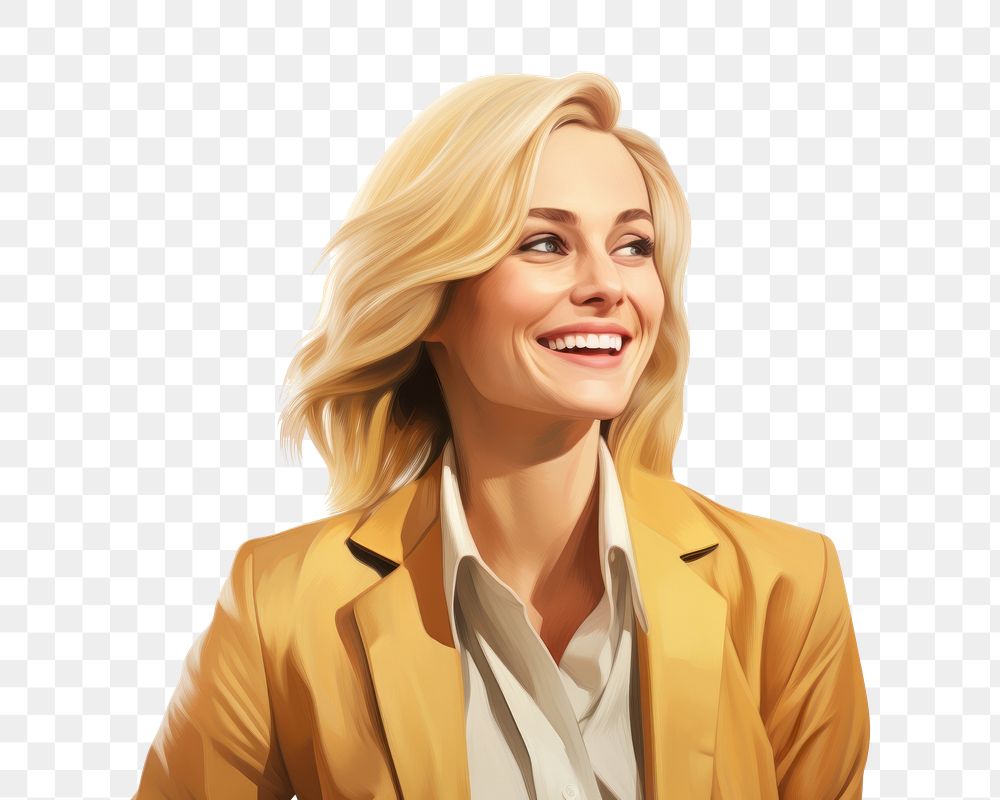 PNG Happy blonde businesswoman cheerful laughing portrait. 