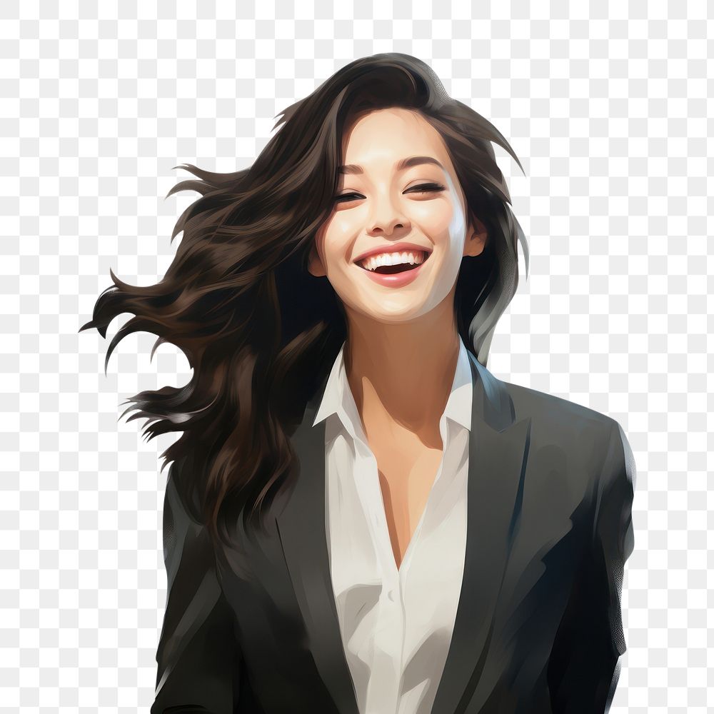 PNG  Happy Asian businesswoman cheerful laughing portrait. AI generated Image by rawpixel.