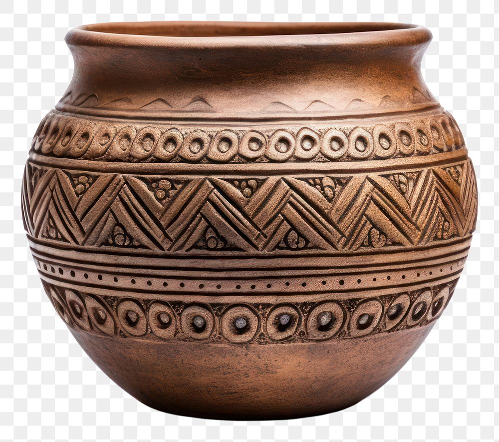 PNG  Antique brown clay pot pottery white background earthenware. AI generated Image by rawpixel.