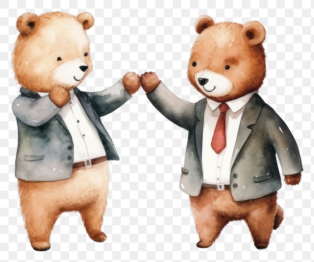 PNG Little bears wearing suits cartoon toy representation. 