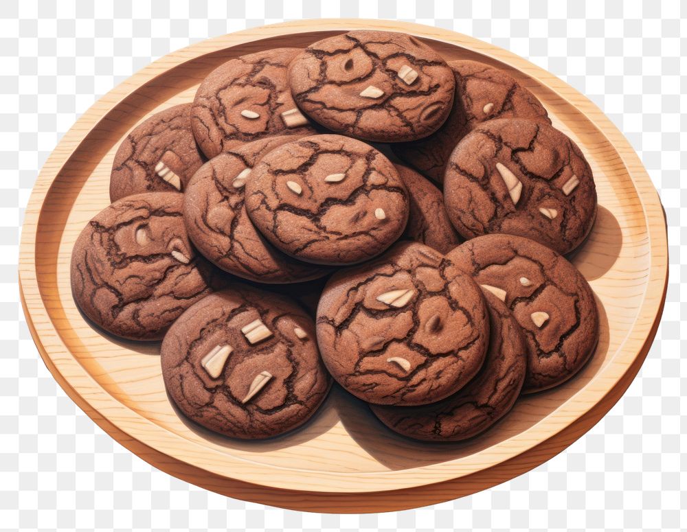 PNG  Chocolate cookies dessert plate food. AI generated Image by rawpixel.