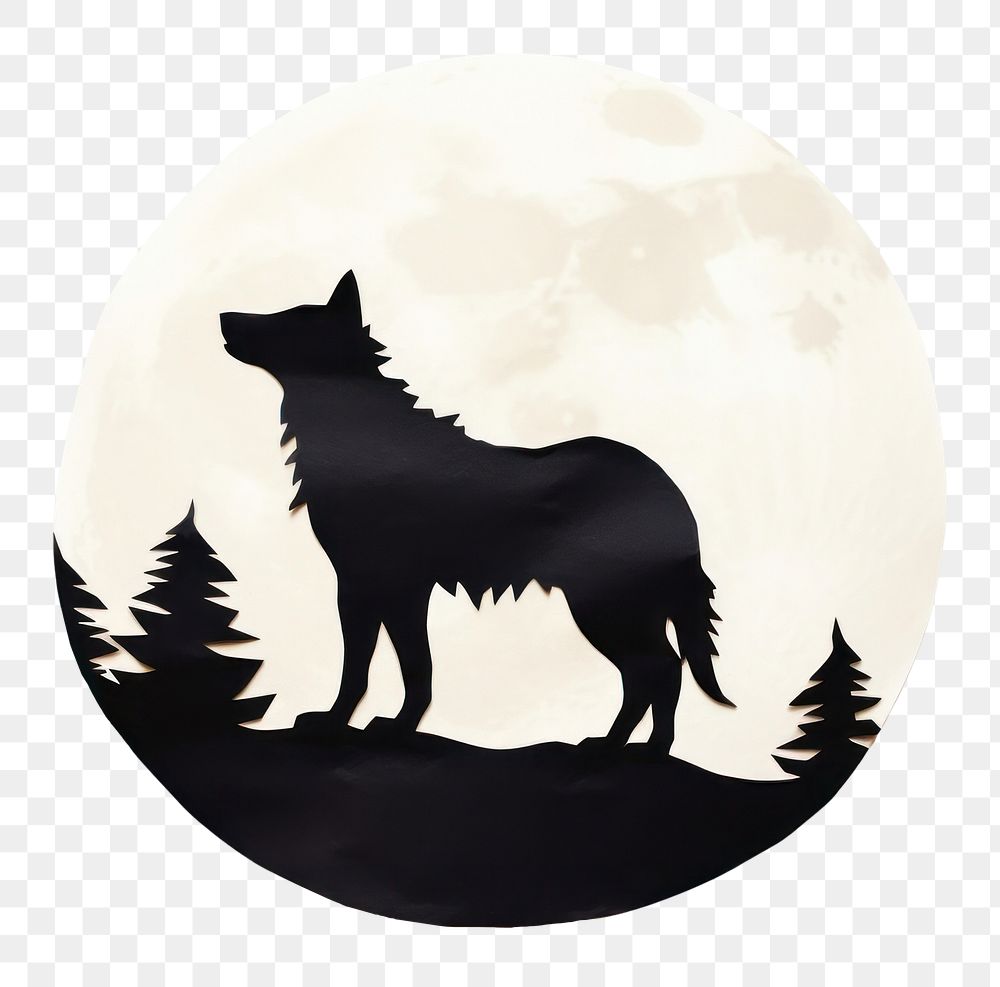 PNG  Silhouette wolf moon mammal. AI generated Image by rawpixel.