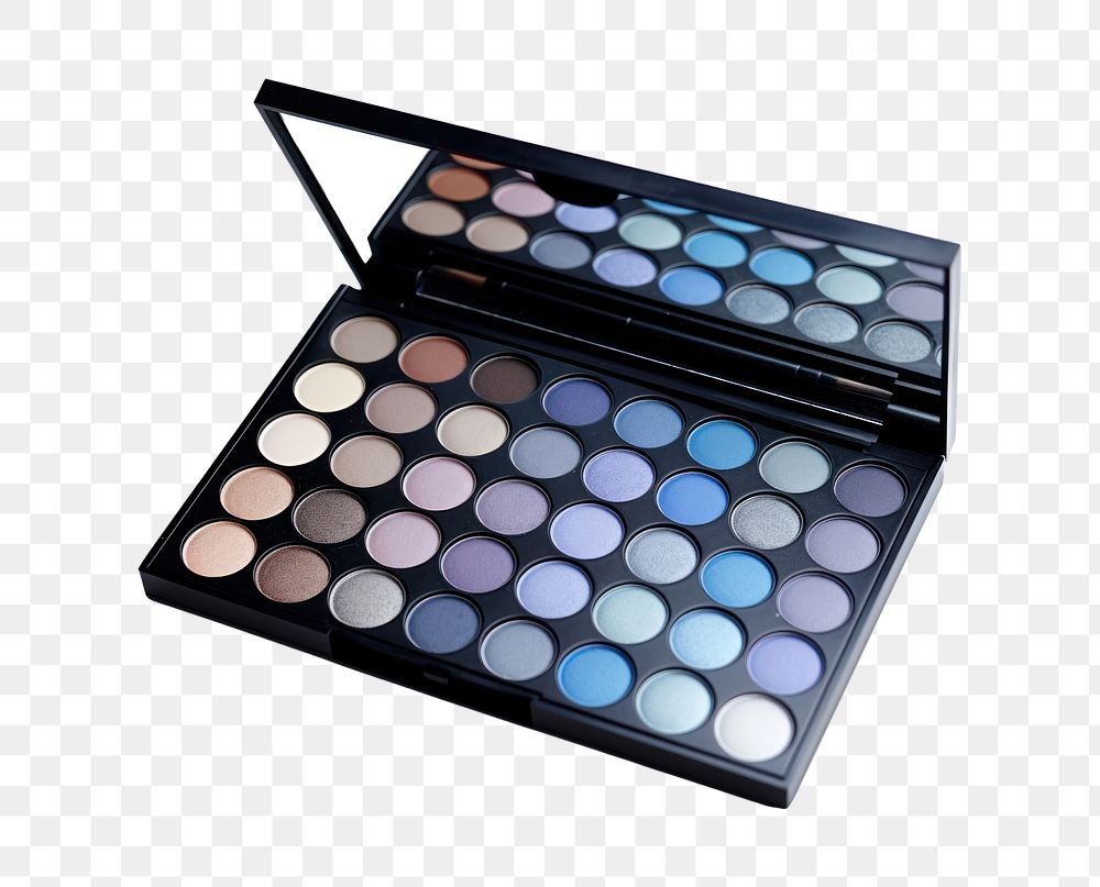 PNG  Blue eyeshadow palette cosmetics arrangement electronics. AI generated Image by rawpixel.