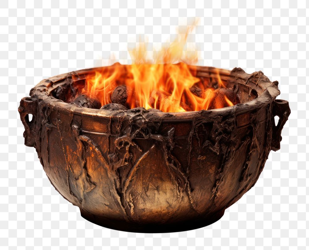 PNG Fire cauldron fireplace white background campfire. AI generated Image by rawpixel.